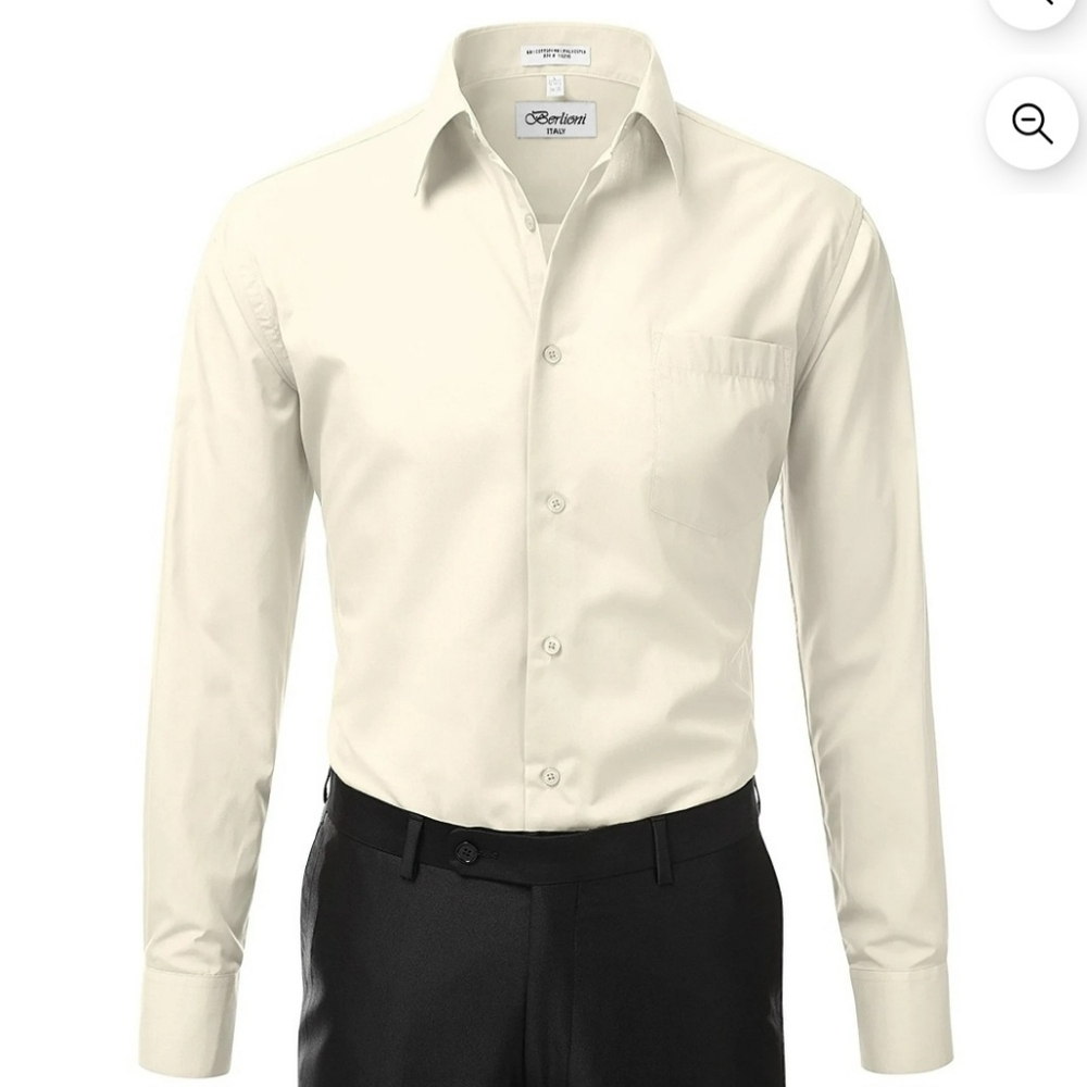 BERLIONI MEN'S CONVERTIBLE CUFF SOLID DRESS SHIRT-